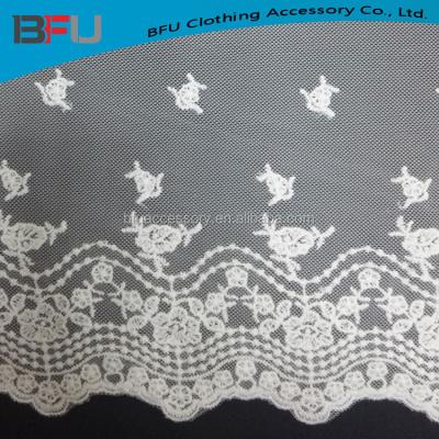 China Viable Organza Embroidery Lace On Organza Flower Design Lace Trim for sale