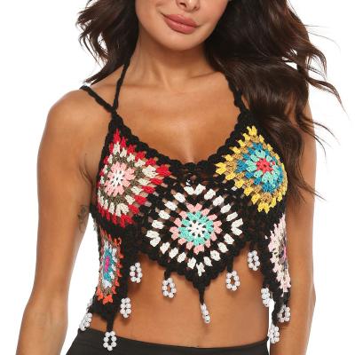 China Breathable Hallow Chochet Bohemian Handmade Sexy Lingeries Mature Style Women Halter Top for sale