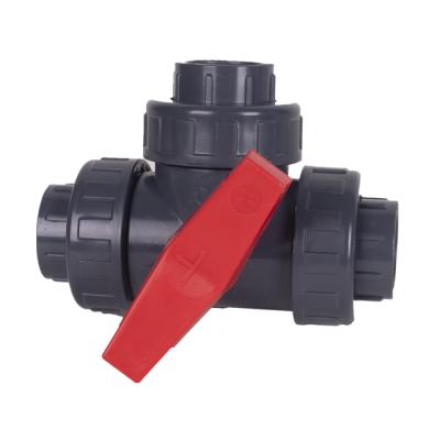 China Corrosion Resistant ERA PVC Compact 3 Ways Ball Valve Plumbing Material Fitting Plastic for sale