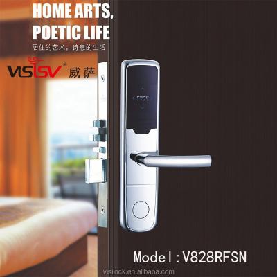 China hotel style apartments stand upright family seaside hotel VISISV V828---Fireproof stainless steel security home or hotel key card lock system for sale