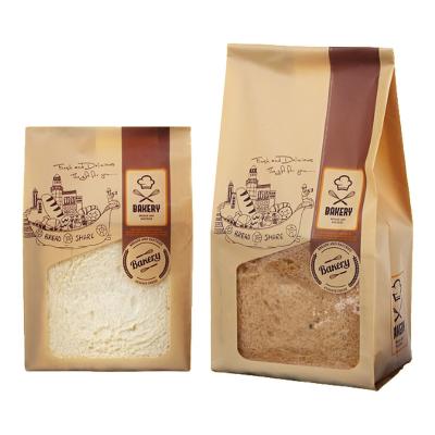 China Recyclable Custom Printed Bread Bags Kraft Paper Bread Bag for sale