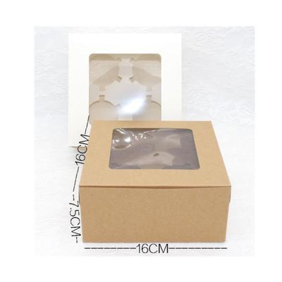 China 4/6/12 Clear Paper Handmade Window Wrapping Cupcake Muffin Packaging Box Custom Printed Transparent Mini Cupcake Box for sale