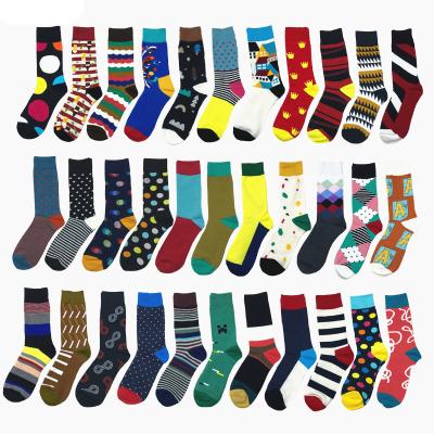 China QUICK DRY Custom Logo OEM 100 Cotton Men Women Fashion Funky Crew Funny Colorful Happy Dress Socks for sale