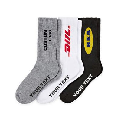 China Custom 100% MOQ cotton fashion crew socks high quality QUICK DRY logo socks custom logo thongs custom made socks for sale