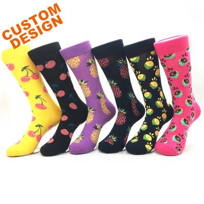 China Happiness fruit socks crew socks cotton fancyed dress socks fashion cool funkied colorful crazied funny custom wholesale QUICK DRY for sale