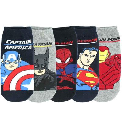 China Factory Wholesale QUICK DRY Cute Comics Bat Man Captain Iron Spider-Man Anime Cartoon Pattern Socks for sale