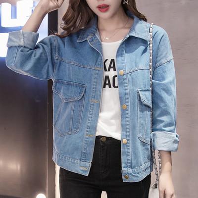 China Wholesale Breathable Women Clothing Customized Solid Loose Plus Size Denim Jacket Mom Lattice Coat for sale