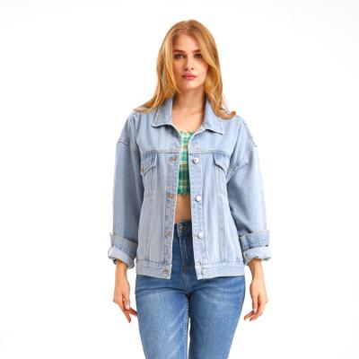 China Anti-Wrinkle Women Spring Clothing Fashionable Solid Color Casual Denim Jacket Outwear for sale