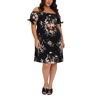 China Women Summer Anti-wrinkle Plus Size Floral Print Black Fashionable Casual Outfits for sale