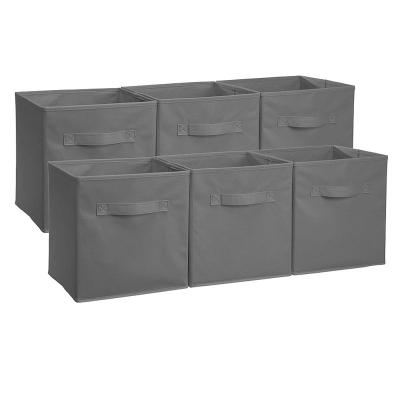 China Amazon Hot Selling Non Viable Woven Fabric Container Storage Box Cube Foldable Collapsible Trash Cans For Home Closet Organizer for sale