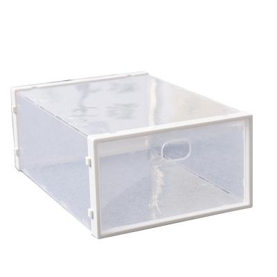 China Plastic Stackable Type Viable Transparent Front Open Shoe Organizer Sneaker Drawer Clear Shoes Drawer Storage Box for sale