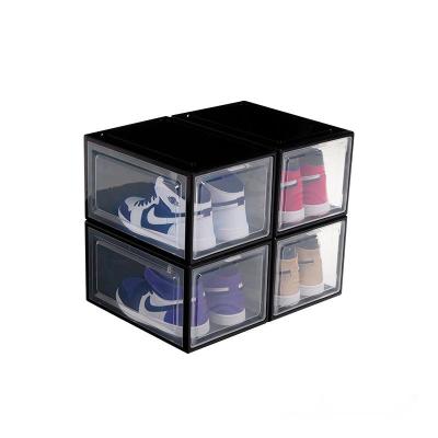 China Hot Viable Magnet Large Plastic Stackable Foldable Display Amazon Sneaker Shoe Transparent Organizer Storage Box for sale