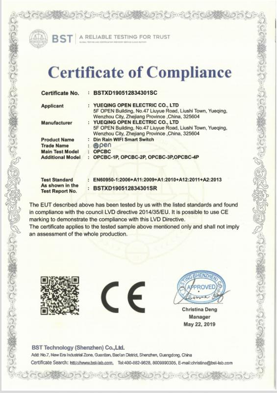 CE - Yueqing Open Electric Co., Ltd.