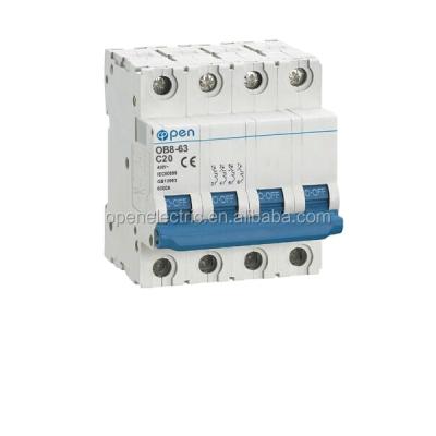 China OB8-63 40a 4 Pole Low Voltage Open Electric Circuit Breakers 6000A (6KA) for sale