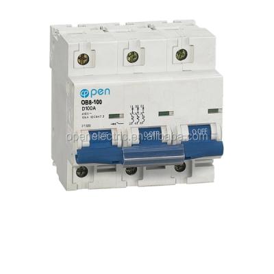 China OB8-100 63amp 80amp 100amp 4pole Electric Miniature Circuit Breaker Price OB8-100 Low Voltage Open Types for sale