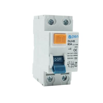 China Residual Current Circuit Breaker OL2-63 2 Pole Open Electric Rccb 40a 10ma 30ma 100ma 300ma A Type OL2-63 for sale