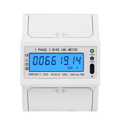 China KWH 20A 230V AC 50Hz Electric Meter Counter Din Energy Din Rail Mount OPM75SD-U Open Electric Power Meter Two Wire Analog Household for sale