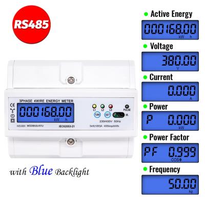 China KWH Electric Three Phase Voltage Power Meter Din RS485 Rail Energy Wattmeter Current Monitor Modbus RTU 380V 400V MODBUS for sale