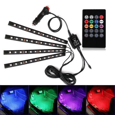 China Yobis Car Interior Atmosphere Neon Lights Kit RGB LED Interior Light Strip For Car Underdash 5050 Remote 12 Lighting for sale