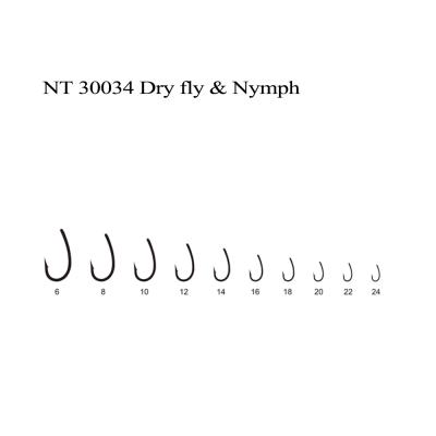 China dry fly & NT30034 Classic Premium Nymph Dry Fly and Nymph Fly Hooks for Fly Tying with Right Eye for sale