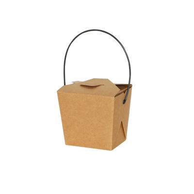 China Recyclable Recycle Wax Kraft Paper Handle Salad Noodle Food Packaging Box Cupcake Takeout Boxes for sale