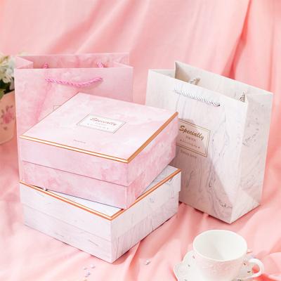 China Recyclable Year Marble Design Gift Box Lid Big And Base Gift Box Birthday Gift Packaging Coated Paper 500pcs for sale