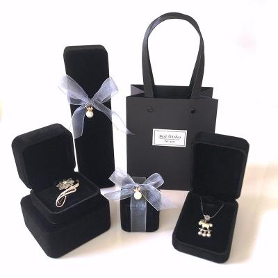 China Modern Elegant High Quality Velvet Jewelry Box Set Ring Necklace Bracelet Set Luxury Box Packaging for sale