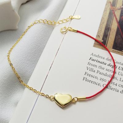 China CLASSIC Yttria gold heart charm bracelet and red string bracelet for sale