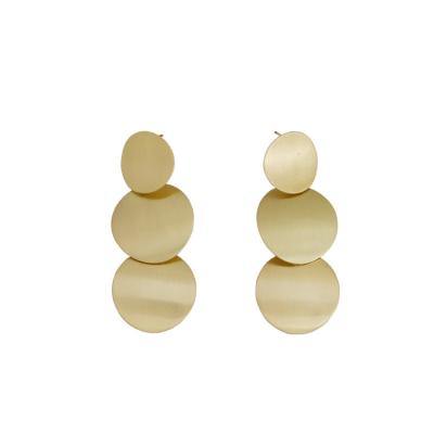 China BOHEMIA Yttria Gold Geometric Tiered Circle Earrings Linear Drop Earrings for sale