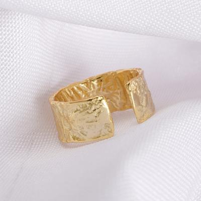 China S925 Romantic Irregular Concave And Convex Outer Ring Sand Gold Color For Women for sale