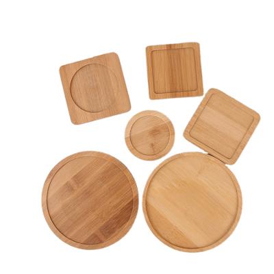 China Fashionable Heat Insulation Tray Mat Bamboo Wood Material Modern Square Cup Wooden Coaster Round for sale