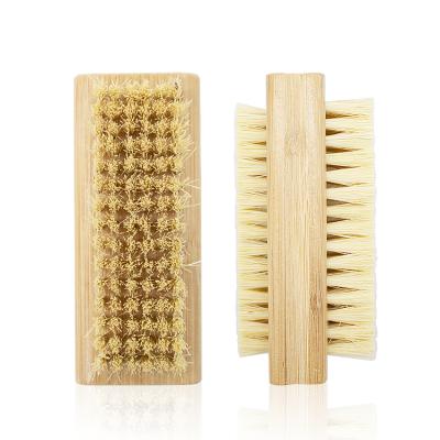 China Sustainable Double Sided Natural Sisal Stiffens Bamboo Kitchen Workbench Sinks Pan Dish Cleaning Brush for sale