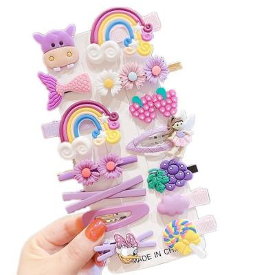 China Cute Plastic Hair Accessories Kids Animal Hair Accessories Flower Cartoon Hair Pin Baby Hair Clip Novelty Set for sale