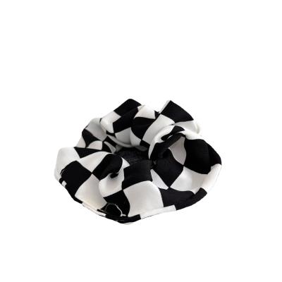 China Korean Black White Head Decration Checkerboard Hair Clasp Headband Fashion Women Hair Ties Scrunchies Set for sale