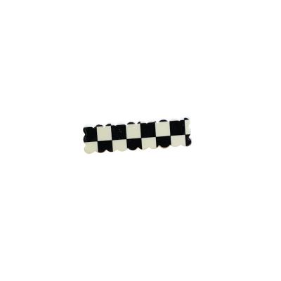 China Fashion Hair Decoration Series Black And White Alloy Hair Pin Elegant Checkerboard Acrylic Hair Clip For Blow for sale