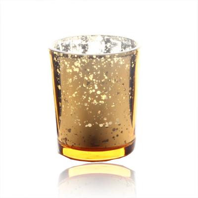 China Hotel Home Decoration Red Gold Silver Plated Mercury Colorful Nordic Glass Candle Holder Wholesale Candle Containers for sale