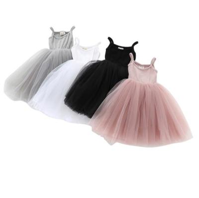 China Anti-static Kids Dress 2021 Summer Tutu Dress For 9-48M Girls Casual Spaghetti Tie Dress Cotton Sleeveless Wholesale for sale