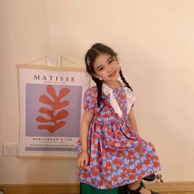 China Original 2022 summer baby flower stitch washable new floral dress children dresses child dress for girls long sleeves for sale