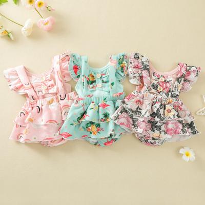 China Baby Antibacterial Infant Romper Set Toddler Casual Floral Short Baby Overalls Soft Sleeve Clothes for sale