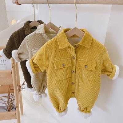 China Loungewear Winter Fashion Newborn Baby Thicken Rompers Warm Corduroy Pure Color Toddlers Kids Overalls Infants Outwear for sale