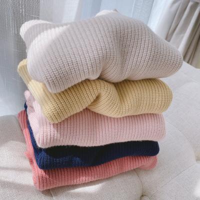 China Kids Girl Anti-Shrink Casual Boy Knit Sweaters Autumn Winter Solid Color Loose Pullovers Children Around Collar Long Full Sleeve Sweater 0-6Y for sale