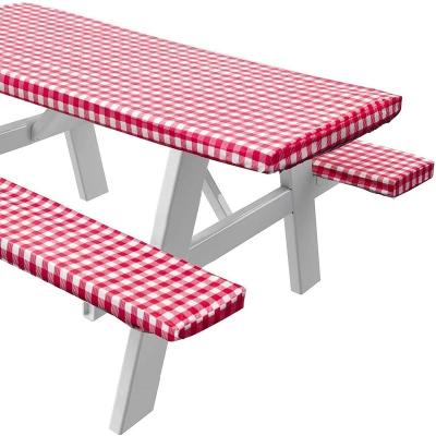 China Waterproof Outdoor Elastic 3 PCS Picnic Table And Bench Covers Fitted Waterproof Heavy Duty Table Cloth for sale