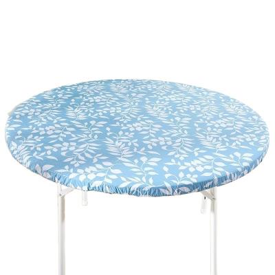 China Waterproof round vinyl tablecloth elastic flannel backed for sale