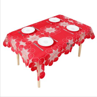 China Europe home textile good red tablecloth rectangular fabric coffee table lace up-to-date big red festive tablecloth for sale