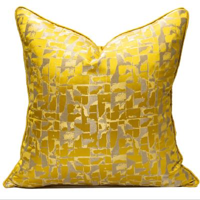 China StripeSquare Anti-Static Luxury Single Gold Jacquard Cushion Cover With Piping for sale