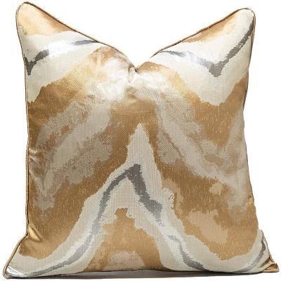 China Light Luxury Modern Simple Marble Folded Gold Jacquard Cushion Cover For Living Room for sale