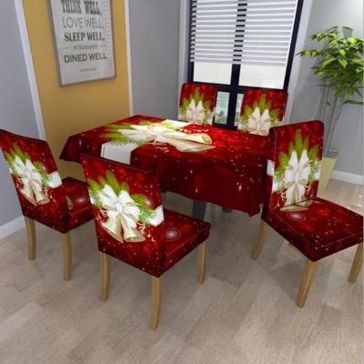 China Elastic Rectangle Christmas Bell Tablecloth And Chair Set For Outdoor And Indoor Use for sale