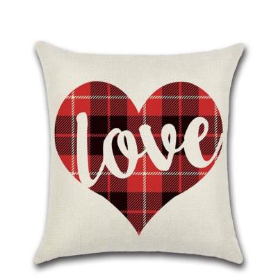 China Folded Home Red Tiles Valentines Day Decor Truck Love Heart Check Black Buffalo Valentine's Day Decor Pillow Cases for sale