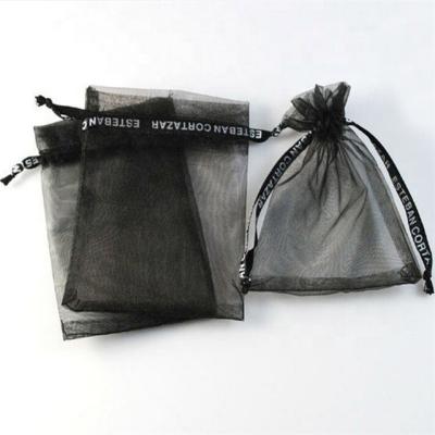 China Recyclable Custom Organza Wedding Favor Fabric Organza Bags With Ribbon Logo for sale