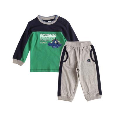 China cotton 100% 2022 baby boys casual wear cotton boy kids clothing sets kids t-shirt pants 2 pieces clothing sets for sale